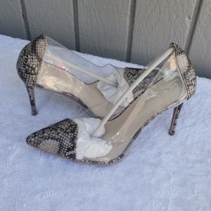 Snake Print Pointed Toe Stilleto Heel